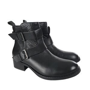 Gentle Souls Best Of Ankle Boots 10M Black Leather Moto Block Heel Kenneth Cole